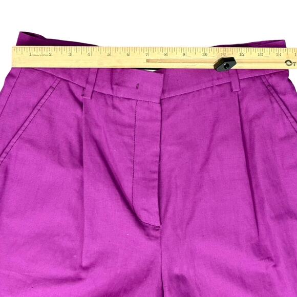 Max Mara Weekend Fuchsia Plum Purple Pleated Linen Blend Bermuda Shorts size 8 - Picture 5 of 9